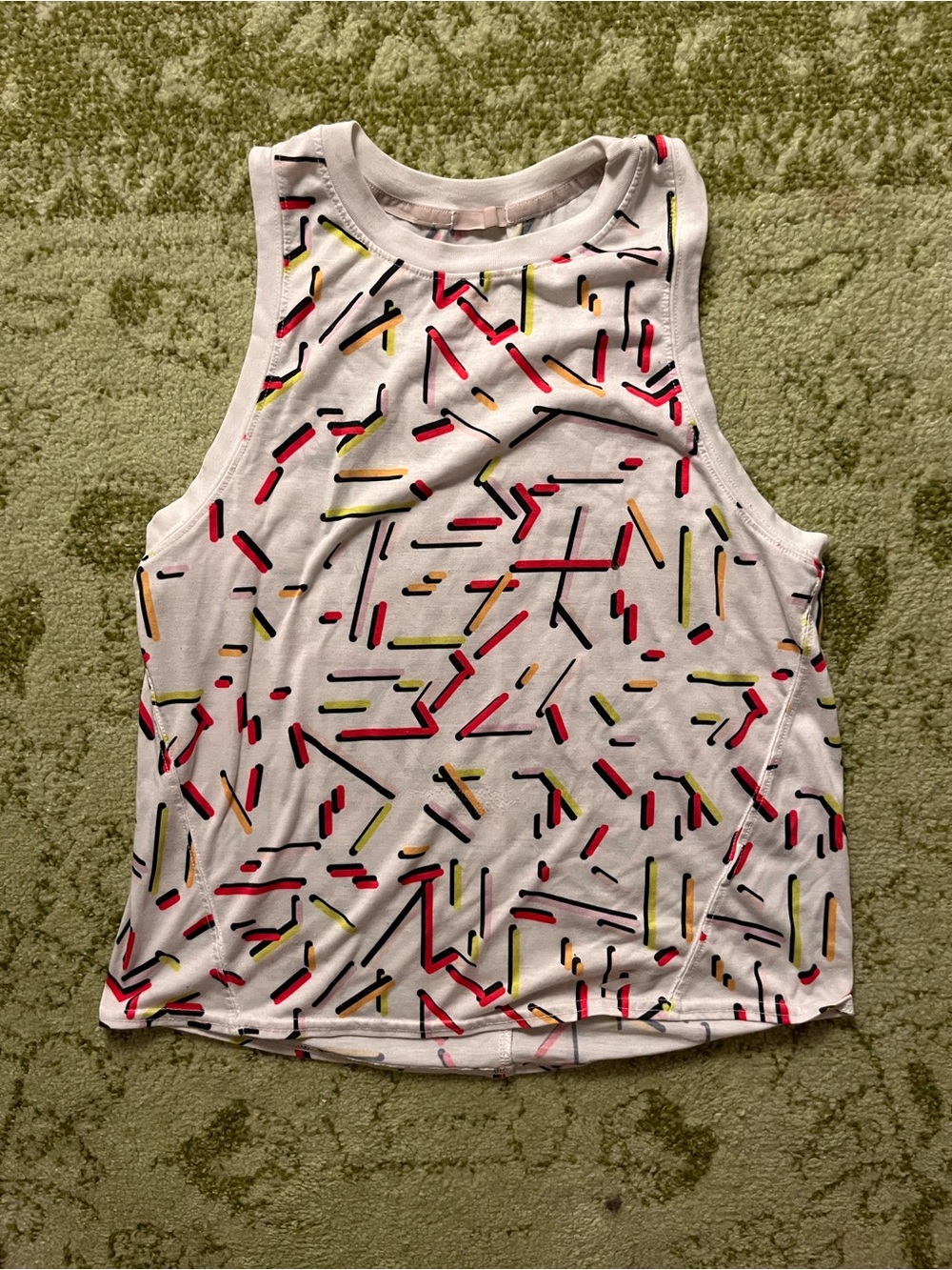 Brooks Running Crop Top Tank with Neon Confetti Print M